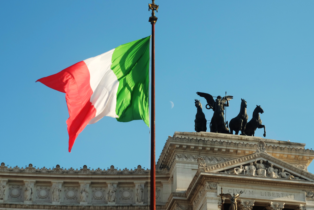 The,National,Flag,Of,Italy,On,The,Main,Square,Of